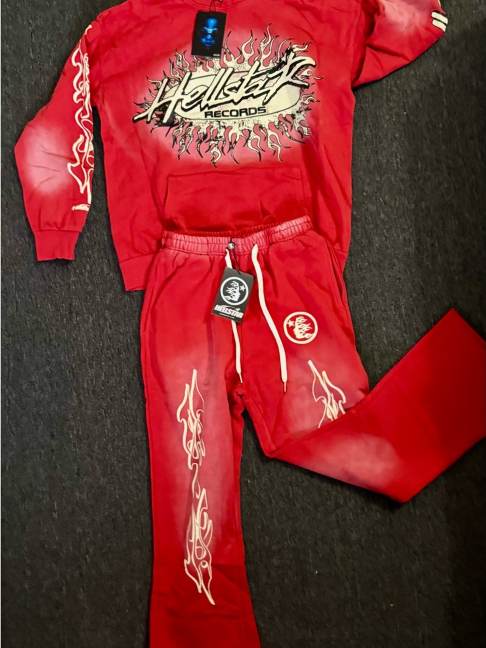 Hellstar Records Red Flame Graphic Jogger Sweatpants - Hellstar